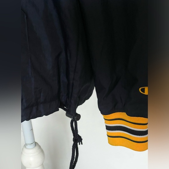 Vintage Champion Lined Windbreaker Pullover Jacket S | 90s Navy/Gold Striped - Picture 5 of 16